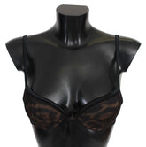 Roberto Cavalli Black Leopard Nylon Push Up Bra Underwear - IT1 | XS - Bras