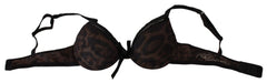 Roberto Cavalli Black Leopard Nylon Push Up Bra Underwear - IT1 | XS - Bras