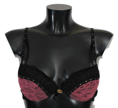 Roberto Cavalli Black Pink Lace Push Up Bra Underwear - IT1 | XS - Bras