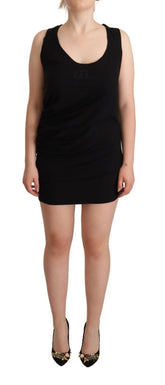 Roberto Cavalli Black Sleeveless Cotton Sheath Mini Dress - Dresses