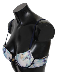 Roberto Cavalli Blue Printed Nylon Reggiseno Bra Underwear - IT1 | XS - Bras