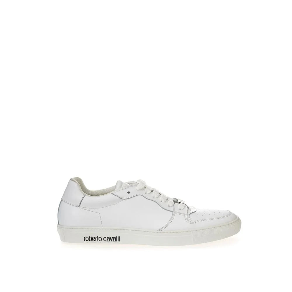 Roberto Cavalli White Leather Sneakers Luxe Footwear - Sneakers