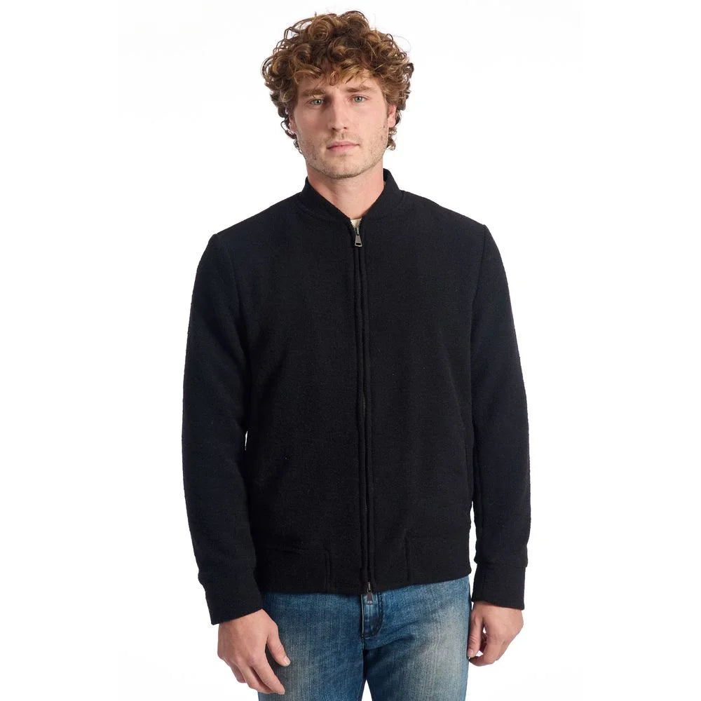 Roberto Pepe Luxury Black Wool Men’s Jacket - IT48 | M - Bomber Jackets