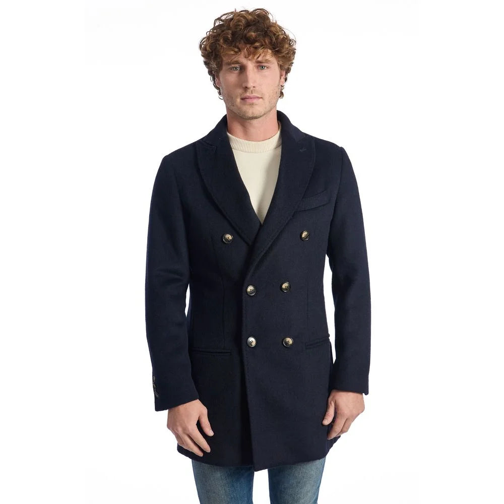 Roberto Pepe Luxury Blue Wool Men Jacket - Overcoats