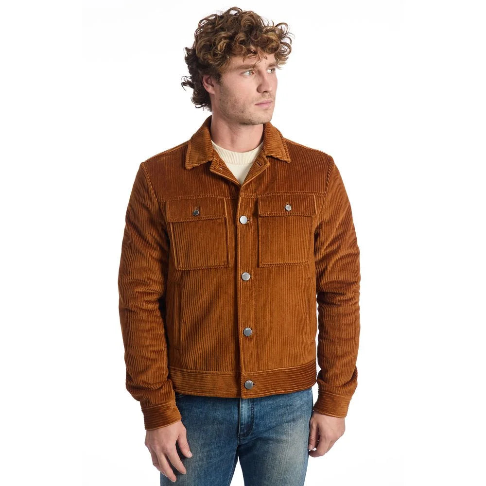 Roberto Pepe Luxury Brown Cotton Men Jacket - IT48 | M - Trucker Jackets