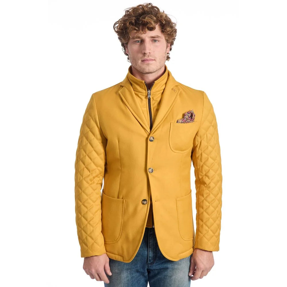 Roberto Pepe Luxury Yellow Wool Men Jacket - IT48 | M - Sport Jackets