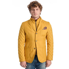 Roberto Pepe Luxury Yellow Wool Men Jacket - IT48 | M - Sport Jackets