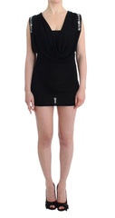Roccobarocco Black Embellished Jersey Mini Sheath Short Dress - Dresses