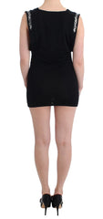Roccobarocco Black Embellished Jersey Mini Sheath Short Dress - Dresses