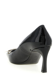 Roger Vivier Black Calfskin Mid Heel Pumps