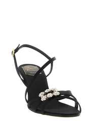 Roger Vivier Black Viscose Stiletto Heel Sandals - EU41/US11