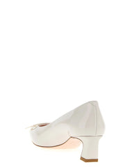 Roger Vivier White Calfskin Mid Heel Pumps - EU41/US11