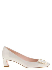 Roger Vivier White Calfskin Mid Heel Pumps - EU41/US11