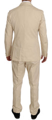 Romeo Gigli Two Piece 3 Button Beige Cotton Solid Suit - IT46 | S - Suits