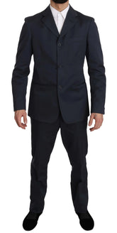 Romeo Gigli Two Piece 3 Button Cotton Blue Solid Suit - IT50 | L - Suits