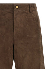 ’S Max Mara Brown Lamb Leather Casual Pants