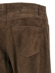 ’S Max Mara Brown Lamb Leather Casual Pants