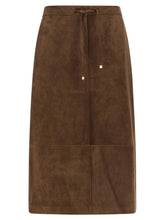 ’S Max Mara Gold Lamb Leather Midi Skirt