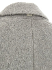 ’S Max Mara Gray Alpaca Leather Coat