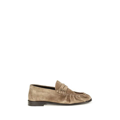 Saint Laurent Beige Calf Leather Bos Taurus Slip-On Loafers - EU40/US10