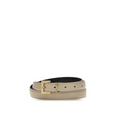 Saint Laurent Beige Calf Leather Bos Taurus Thin Belt - 75 cm / 30 Inches