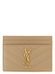 Saint Laurent Beige Calfskin Cardholder
