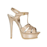 Saint Laurent Beige Calfskin Platform Sandals - EU40.5/US10.5