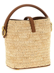 Saint Laurent Beige Raffia Crossbody Bag