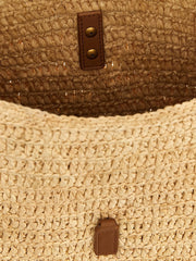 Saint Laurent Beige Raffia Shoulder Bag