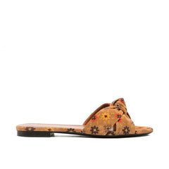 Saint Laurent Bianca Knotted Suede Slides - Sandals