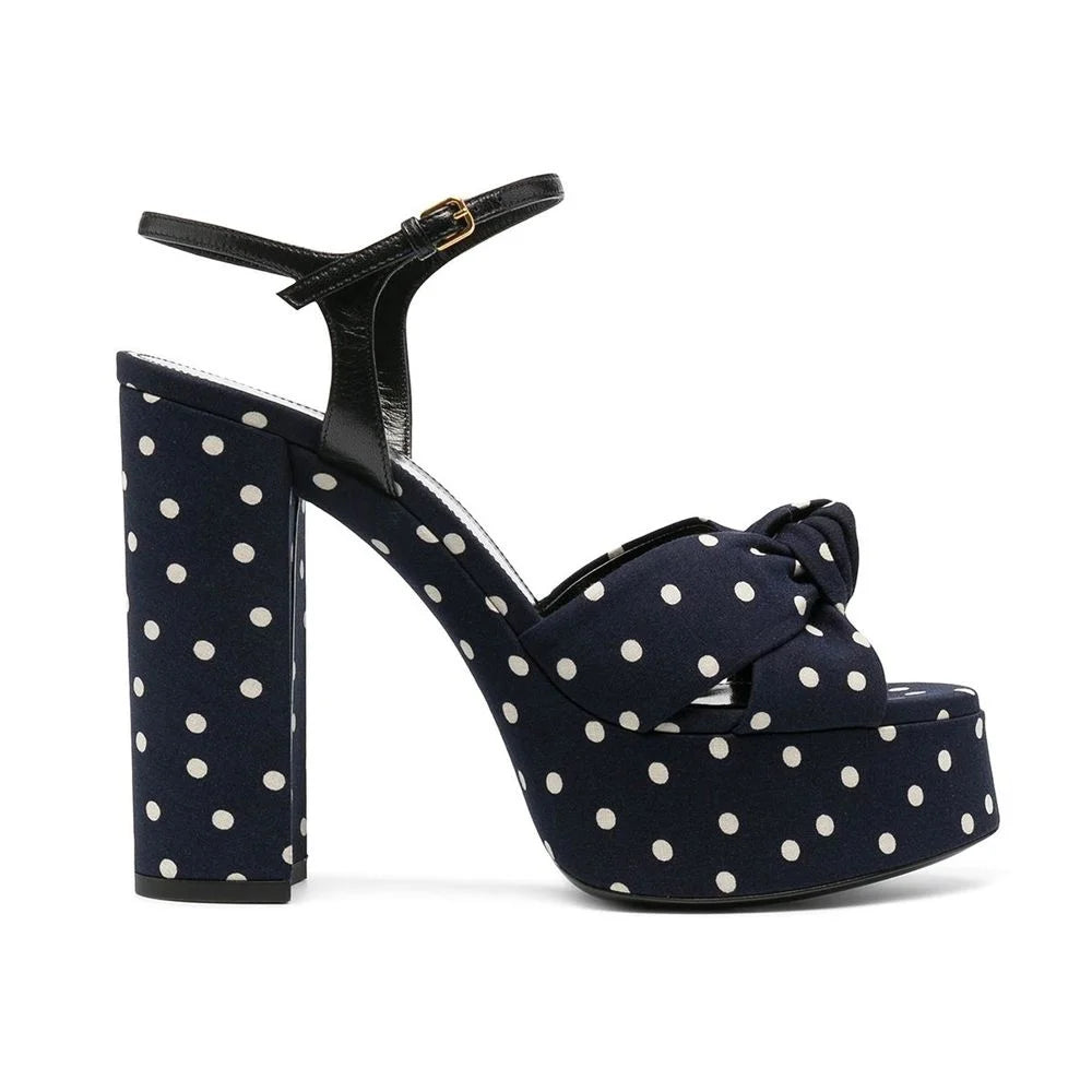 Saint Laurent Bianca Polka-Dot Sandals - EU39/US9 - Sandals