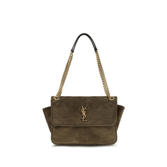 Bolso de hombro de piel de gamuza bicolor de Saint Laurent