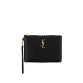 Saint Laurent Black Calf Leather Bos Taurus Clutch Bag
