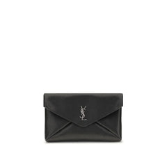 Saint Laurent Black Calf Leather Bos Taurus Clutch Bag