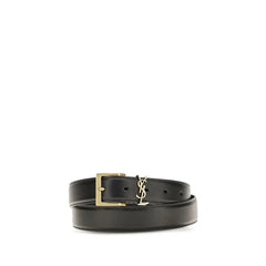 Saint Laurent Black Calf Leather Bos Taurus Regular Belt