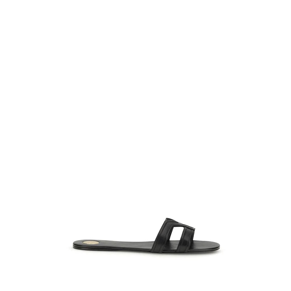 Sandales en cuir de veau noir Bos Taurus Saint Laurent