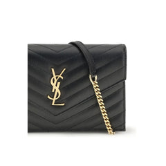 Borsa a spalla Saint Laurent in vitello nero Bos Taurus