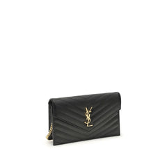 Borsa a spalla Saint Laurent in vitello nero Bos Taurus