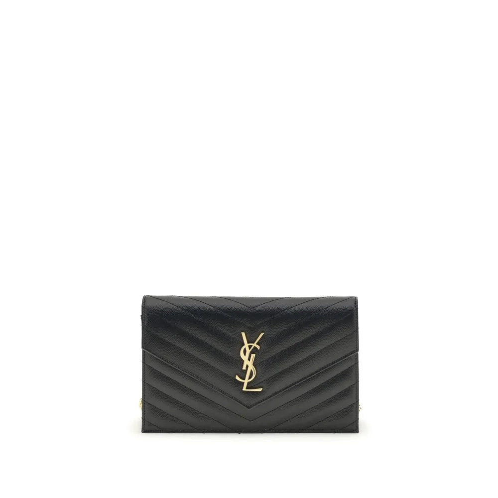 Borsa a spalla Saint Laurent in vitello nero Bos Taurus