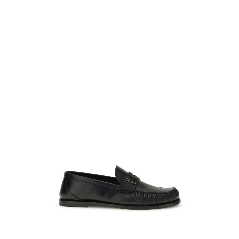 Saint Laurent Black Calf Leather Bos Taurus Slip-On Loafers - EU37.5/US7.5