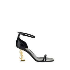 Saint Laurent Black Calf Leather Bos Taurus Stiletto Heel Sandals
