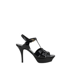 Saint Laurent Black Calf Leather Bos Taurus Stiletto Heel Sandals