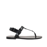 Saint Laurent Black Calfskin Flat Sandals