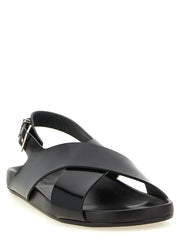 Saint Laurent Black Calfskin Flat Sandals - EU 42 | US 9