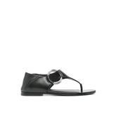 Saint Laurent Black Calfskin Strap-On Sandals - EU37.5/US7.5