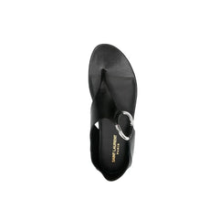 Saint Laurent Black Calfskin Strap-On Sandals - EU37.5/US7.5