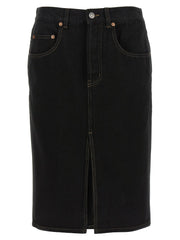 Saint Laurent Black Cotton Midi Skirt