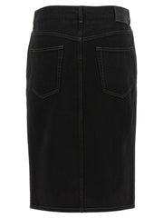 Saint Laurent Black Cotton Midi Skirt