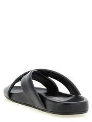 Saint Laurent Black Lamb Leather Slides - EU45/US12