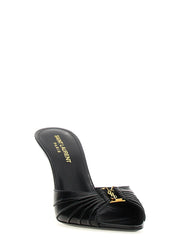 Saint Laurent Black Lamb Leather Stiletto Heel Sandals - EU39.5/US9.5